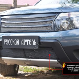 Защитная сетка переднего бампера (с обвесом без дхо) Renault Duster 2010-2014 (I поколение)