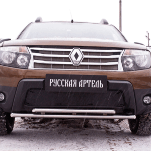 Защитная сетка и заглушка переднего бампера (без дхо и без обвеса) Renault Duster 2010-2014 (I поколение)