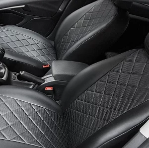 Авточехлы, Renault Duster, (задняя спинка цельная), 2015-2021/Nissan Terrano, 2018-, экокожа, ромб